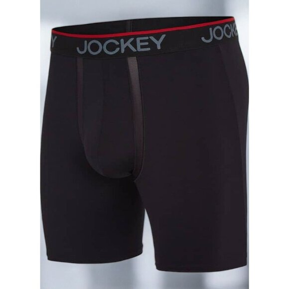 Mens Jockey Chafe-Proof Pouch Microfiber Long Leg Boxer Briefs Large Black NEW - Picture 10 of 10